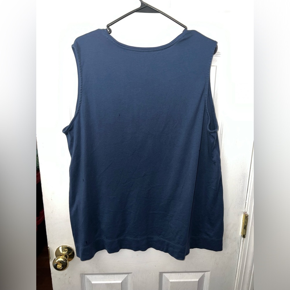 J. Jill Women’s Perfect Pima Forward-Seam Navy Tank Size 2X - Picture 3 of 3